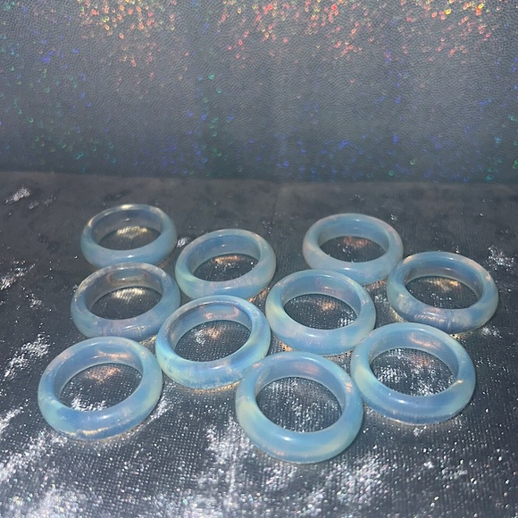 Opal ring bands opalite clear shiny milky healing crystal rock opalite ring band - Picture 3 of 17